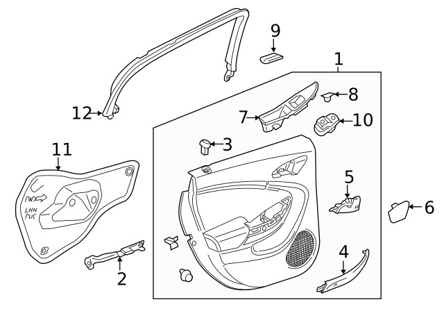Genuine GM Driver Side Rear Door Armrest Pull Cup Bracket 23144691