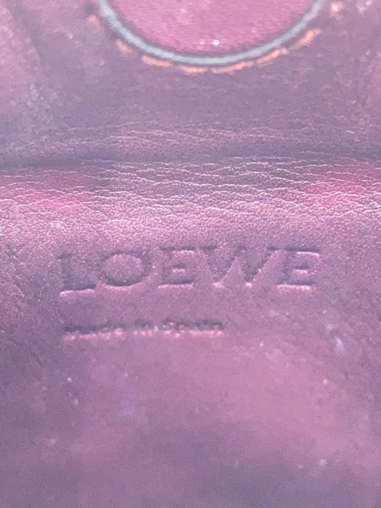 LOEWE Shoulder Bag Gate Pocket Leather Brown Square Thread Used