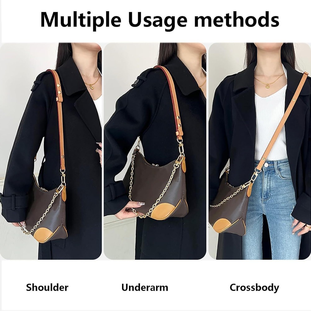 Bag Strap Genuine Leather Shoulder Replacement Three Gears Black