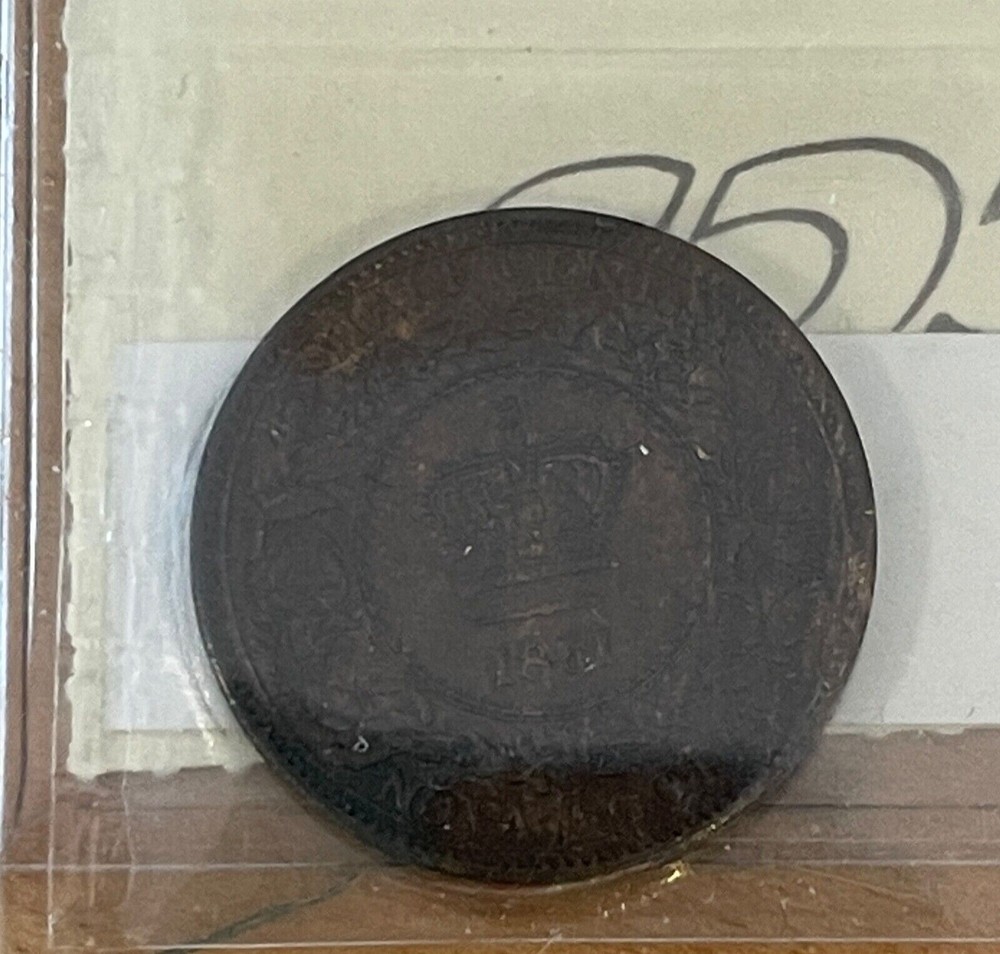 1861 Nova Scotia Half Cent - ICCS MS-63 Red and Brown