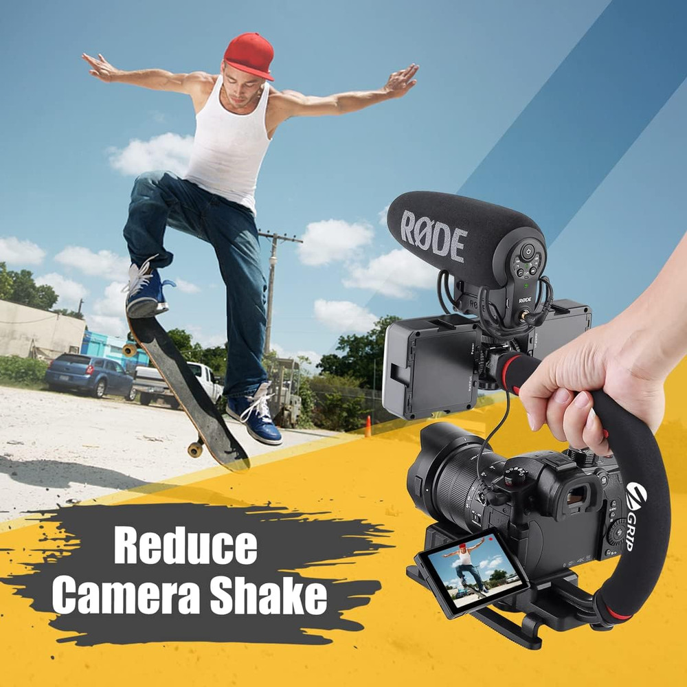 Handheld Stabilizer Grip with Cold-Shoe Mount for DSLR Cameras and Camcorders