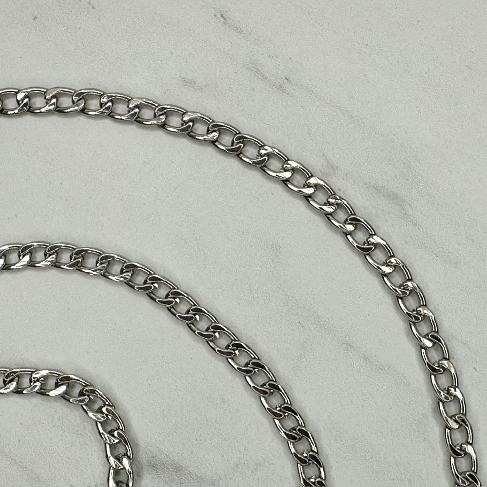 Silver Tone Chain Link Purse Handbag Strap Replacement 48" Crossbody