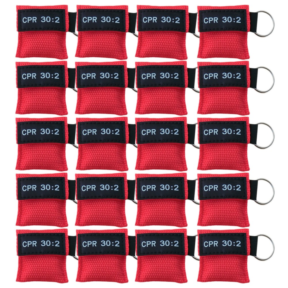 100pcs Red CPR Mask with Keychain Face Shield 30:2 AED CPR Face shield