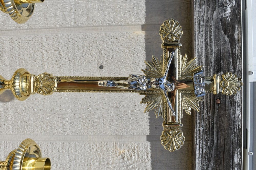Altar Candlesticks and Altar Cross Set