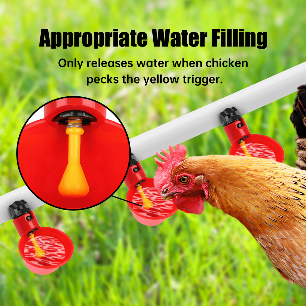 10pcs Poultry Water Drinking Cups Chicken Hen Plastic Automatic Drinker Feeder