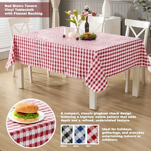 60 x 84 Inch Rectangle Vinyl Tablecloth with 84" x 60" (Rectangular) Red