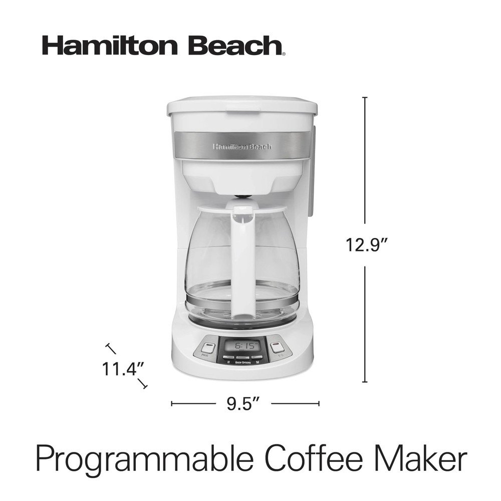 12 Cup Programmable Drip Coffee Maker Machine, Regular & Bold Brew Options, A...