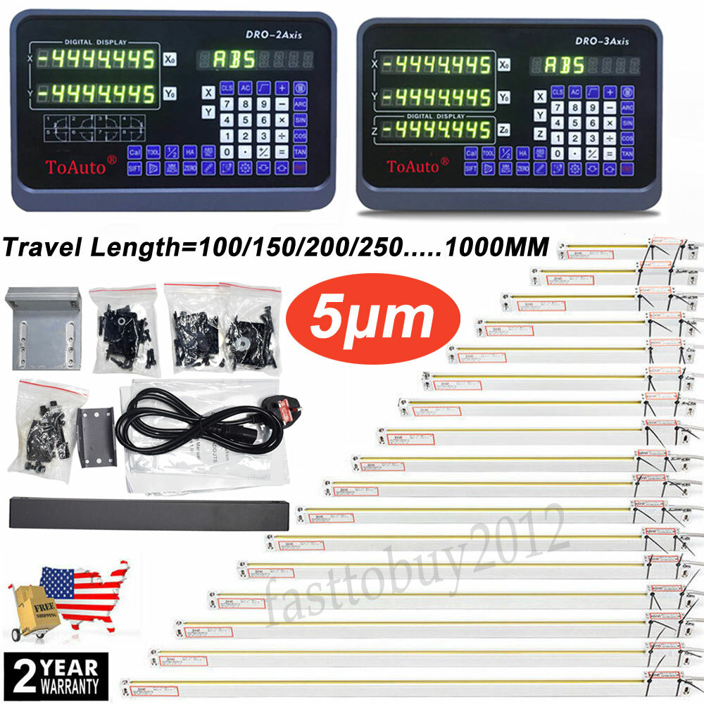 ToAuto Digital Readout 2/3 Axis DRO w/ Linear Scale 5μm Glass Encoder for CNC,US