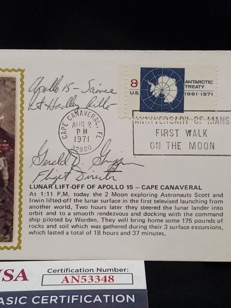 Gerald Griffin Signed NASA Apollo 15 Cachet JSA COA