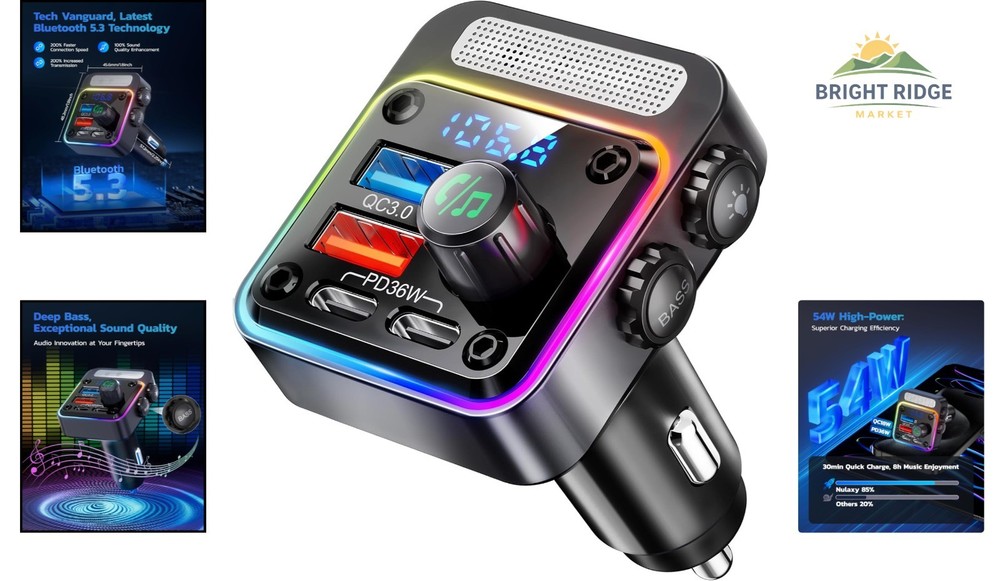 Fast Charging Bluetooth Charger with Hands-Free Calling and USB Drive Support