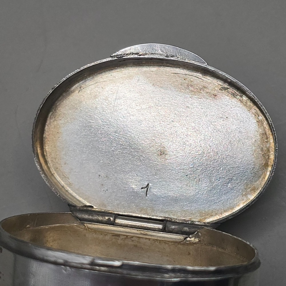 Antique Continental 800 Silver Pill Box Snuff Box