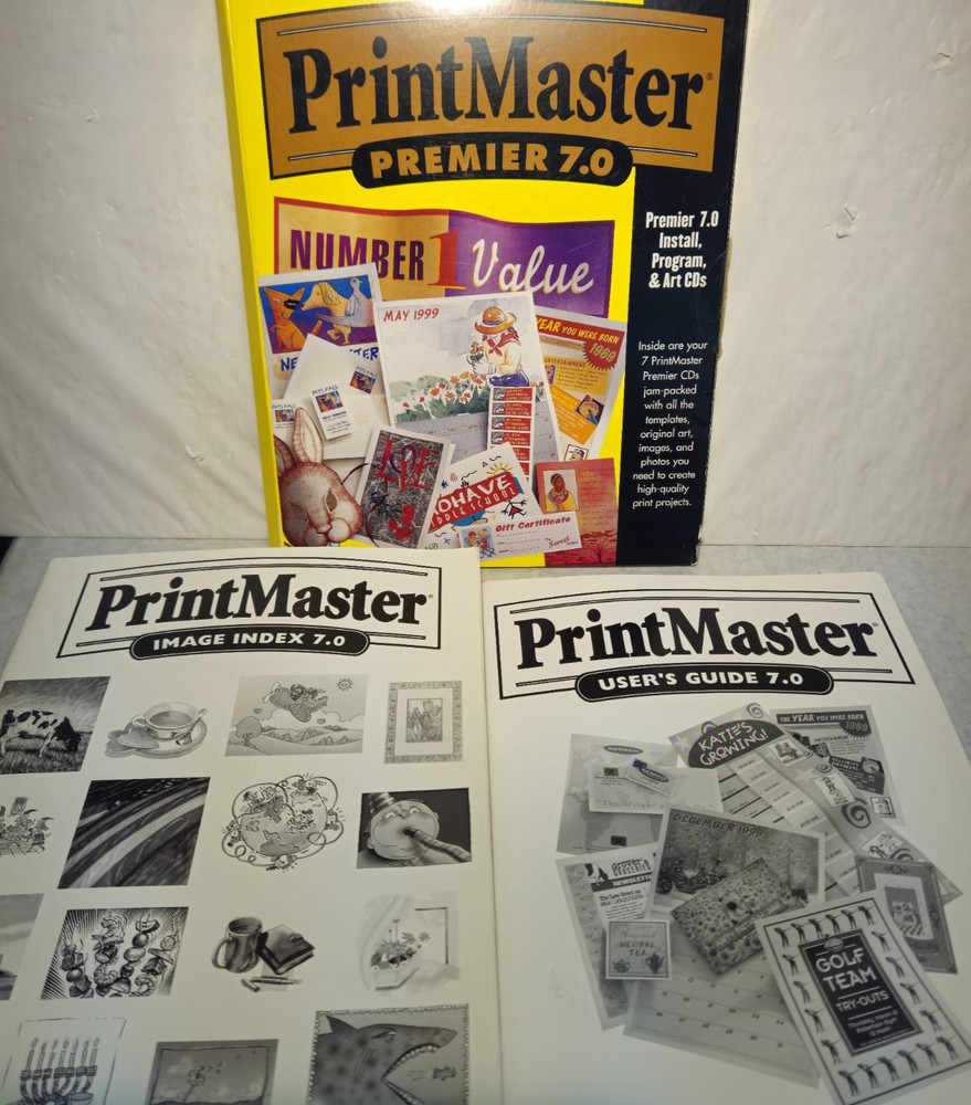 PrintMaster Premier 7.0 • Windows Graphics Desktop Publishing Software • 1998