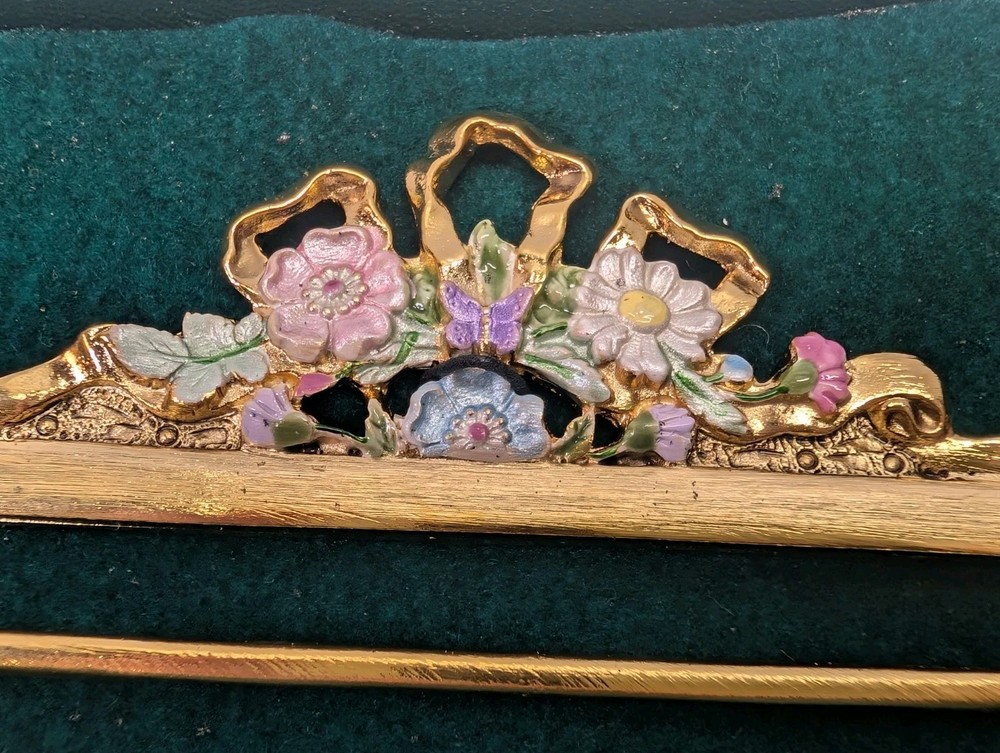 Rare Just Nan PullWare BellPull Hardware Floral Ribbon New in the Box