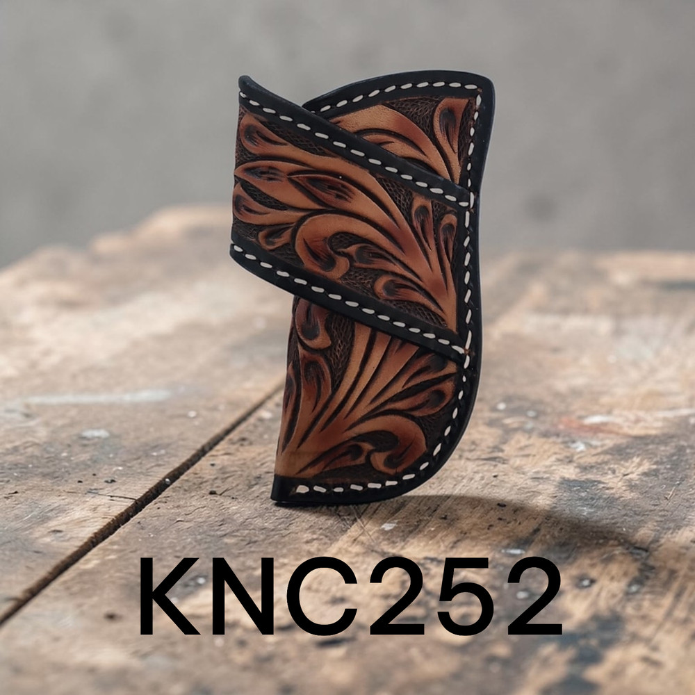 4" Trapper Knife Sheath Chestnut Side Carry Leather Belt Loop – Sheath Only