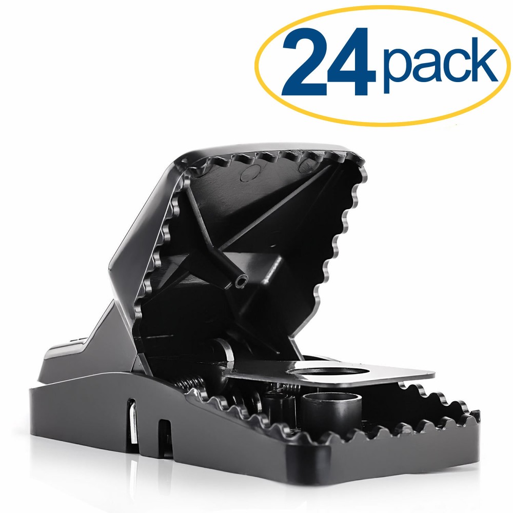 Large Powerful Rat Traps (24 Pack) - Kills Instantly with Powerful Steel Spring