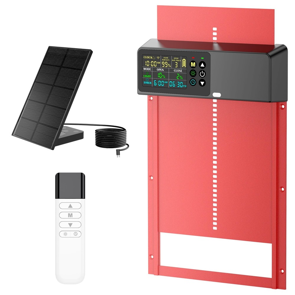 Chicken Coop Door Solar Powered with Programmable Remote Control, Automatic