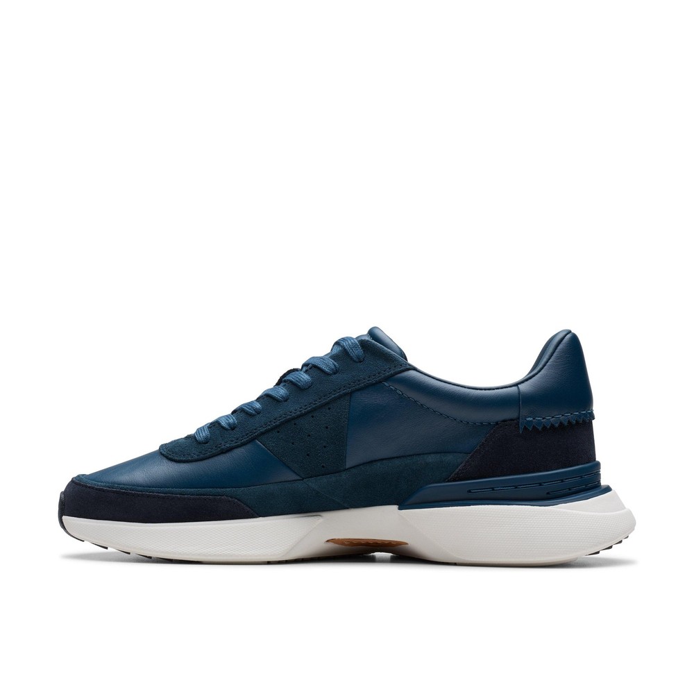 Clarks Mens Craft Pace Blue Leather Active Shoes