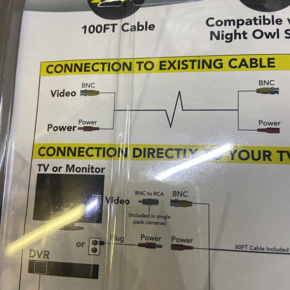 *NEW SEALED* Night Owl CAB-100 Camera Extension Cable, 100 FT.