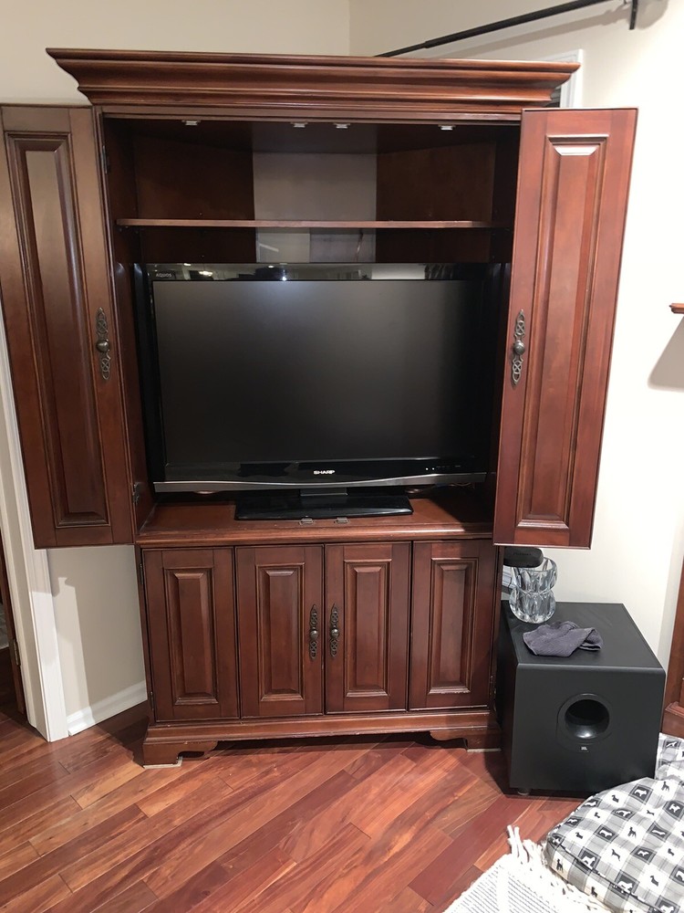Large Cherry TV Armoire Cabinet