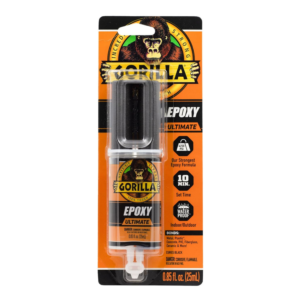 Epoxy Ultimate, Waterproof, 10 Minute Set, Permanent Bond, Dries Black, 0.85O...