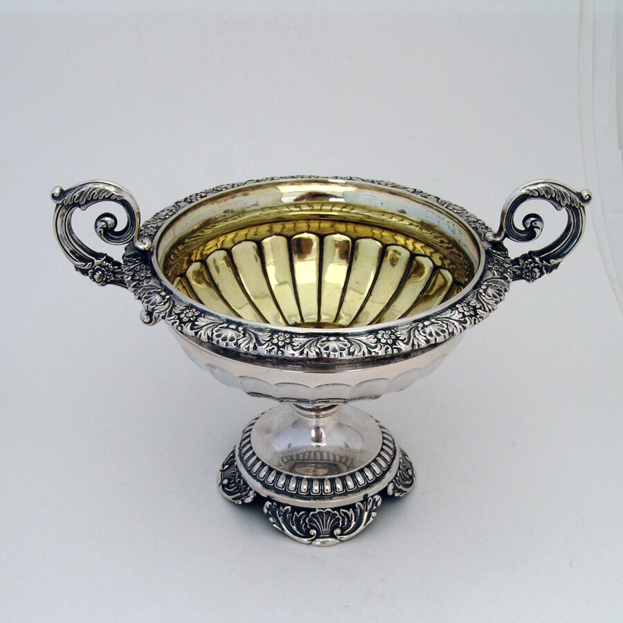 Two Handled Pedestal Bowl German 13 Loth Silver 1890