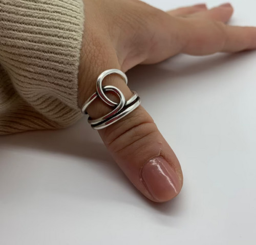 Handmade adjustable Solid 925 Silver Heavy Pure Ring For Women Gift For