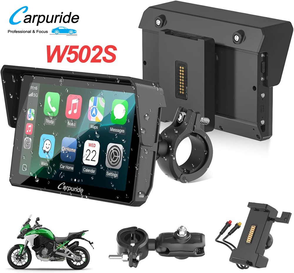 CARPURIDE W502S Wireless Carplay Android Auto Wired Controller with BM05 Mount