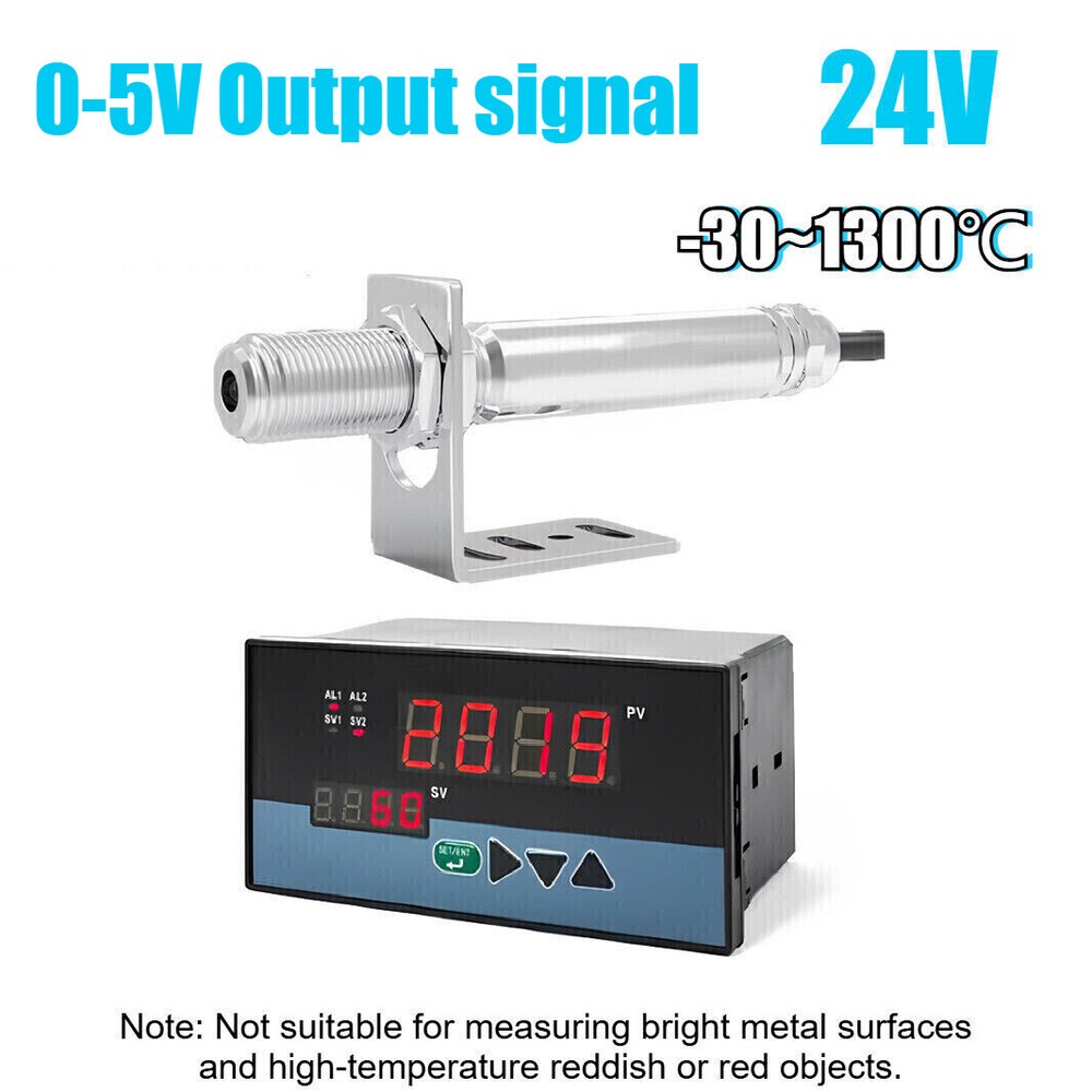 24V Infrared Thermometer Sensor Non-contact Temperature Tool 0-5V W/ Controller