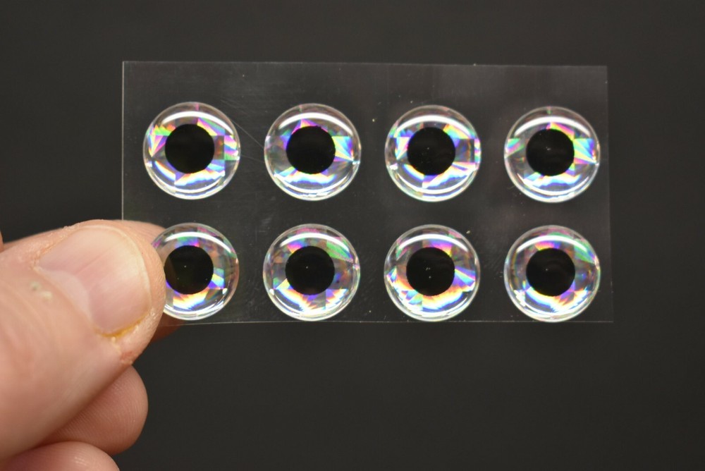 14  SILVER  3D Soft Molded 12mm .472" Adhesive Eyes Fly Lures