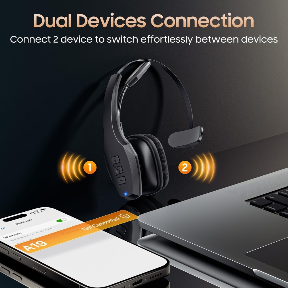 Trucker Bluetooth Headset, Wireless Headset with Mic, Bluetooth Headsets with...