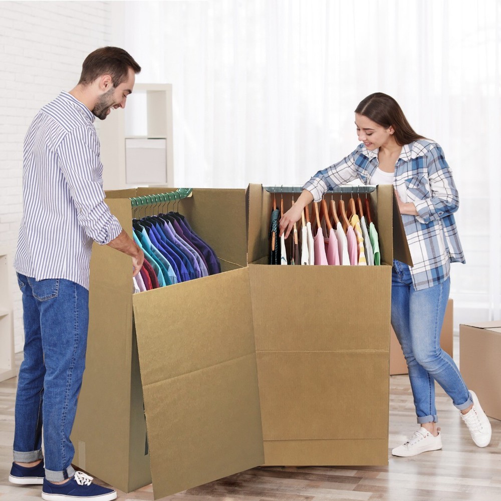 UBMOVE Wardrobe Boxes - Qty 12 Boxes w Bars - Moving Boxes