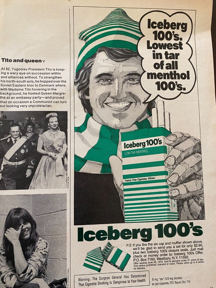 Iceberg Cigarettes, Vintage Print Ad