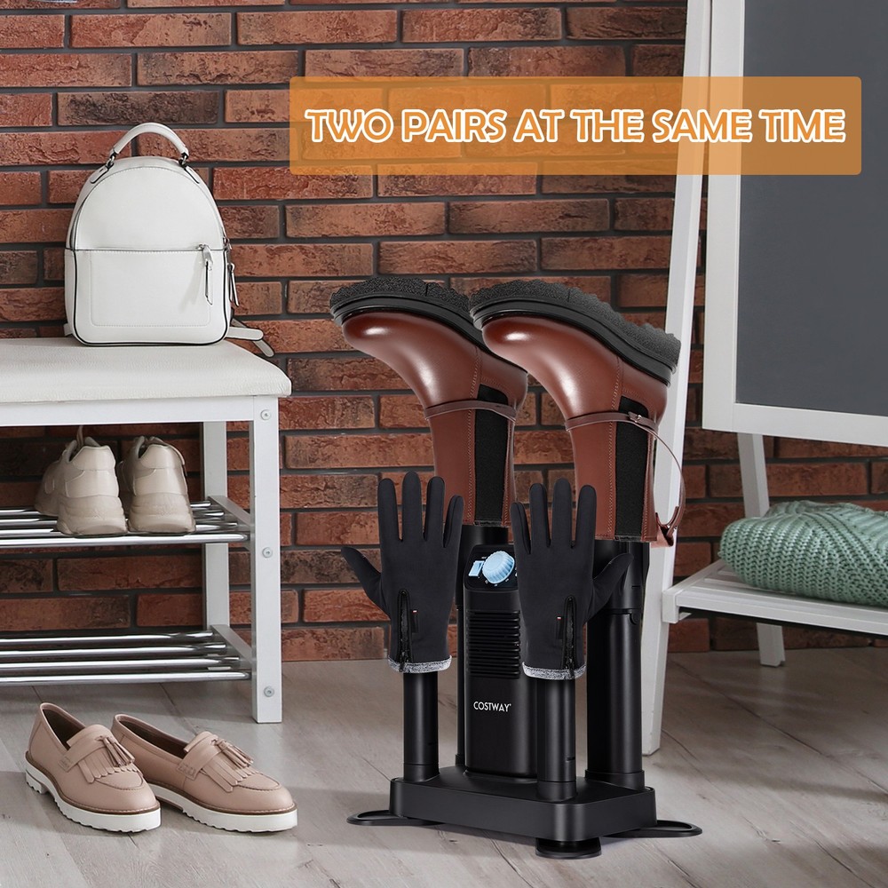 Electric 4 Shoe Dryer Deodorizing Boot Warmer W/ 180 Mins Timer & Heating Blower