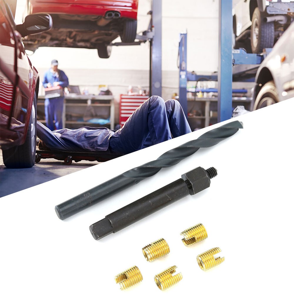 12pcs M6x1 Thread Repair Kit Self Tapping Thread Insert Twist Drill Bit Inst CST