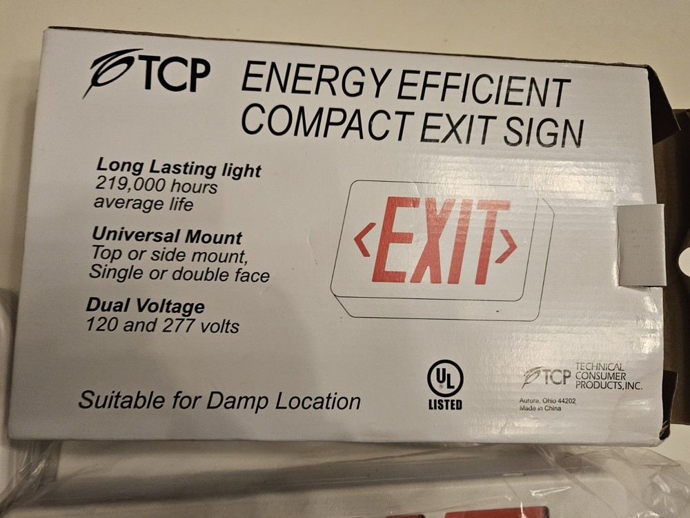 X2 Energy Efficient Compact Exit Sign Long Lasting Light Damp Red LED TCP & AMZN