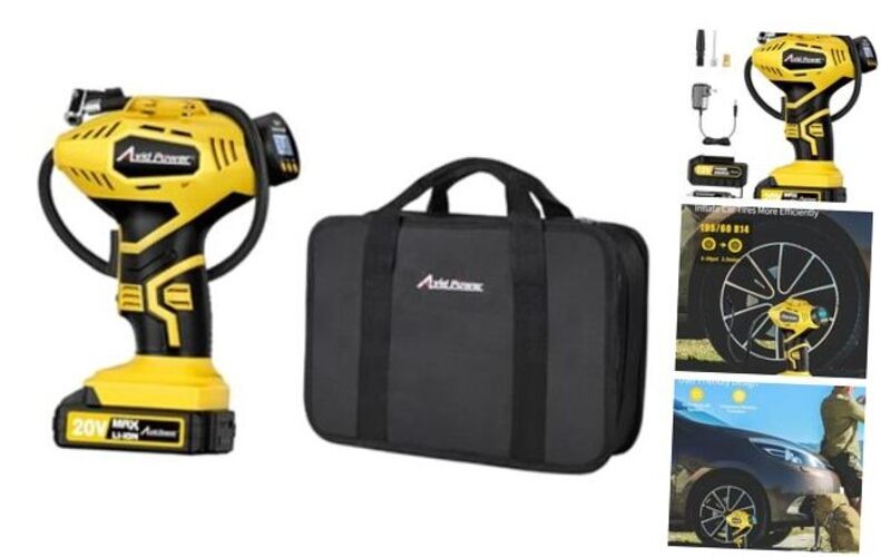 Cordless Tire Inflator Bundle with Tool Bag
