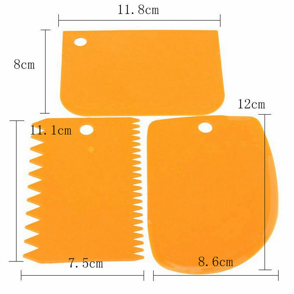 3pcs Cake Baking Scraper Fondant Pastry Decoration Tools Icing Dough Plastic