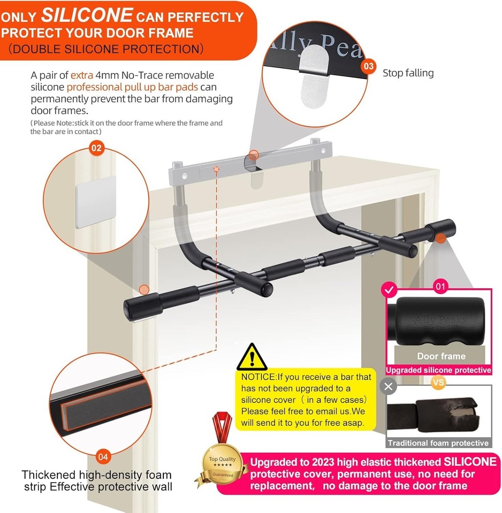 Durable Pull Up Bar with Multi-Grip Handles - Ideal for Home Workouts, 440 lbs