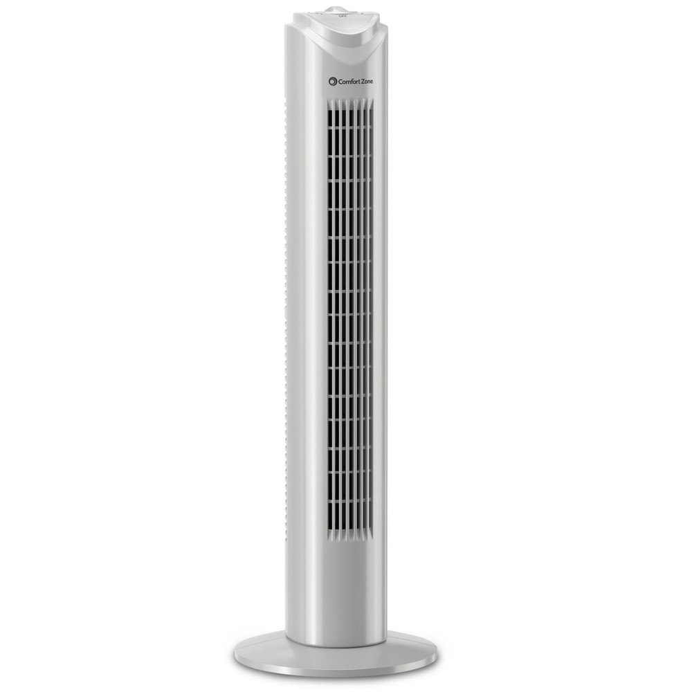 Comfort Zone 32-Inch Oscillating Tower Fan – Ultra-Slim 32-inch, Gray