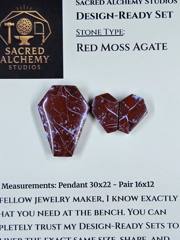 Coffin Shape - Red Moss Agate - Design-Ready Sets