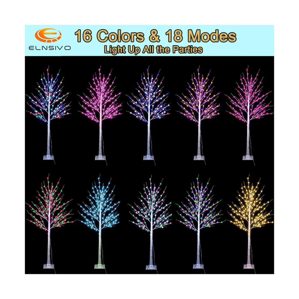 7Ft Birch Tree with LED lights Color Changing Lighted Birch Tree Outdoor, Rem...