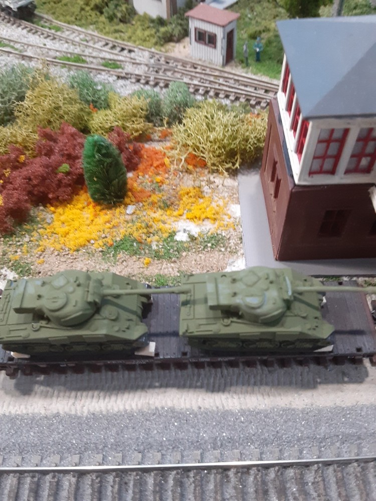 n scale military tanks for flat car load.