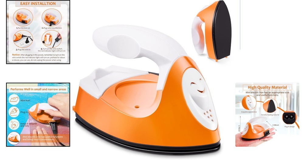 Versatile Mini Iron with Charging Base - Ideal for Fusible Patch Projects