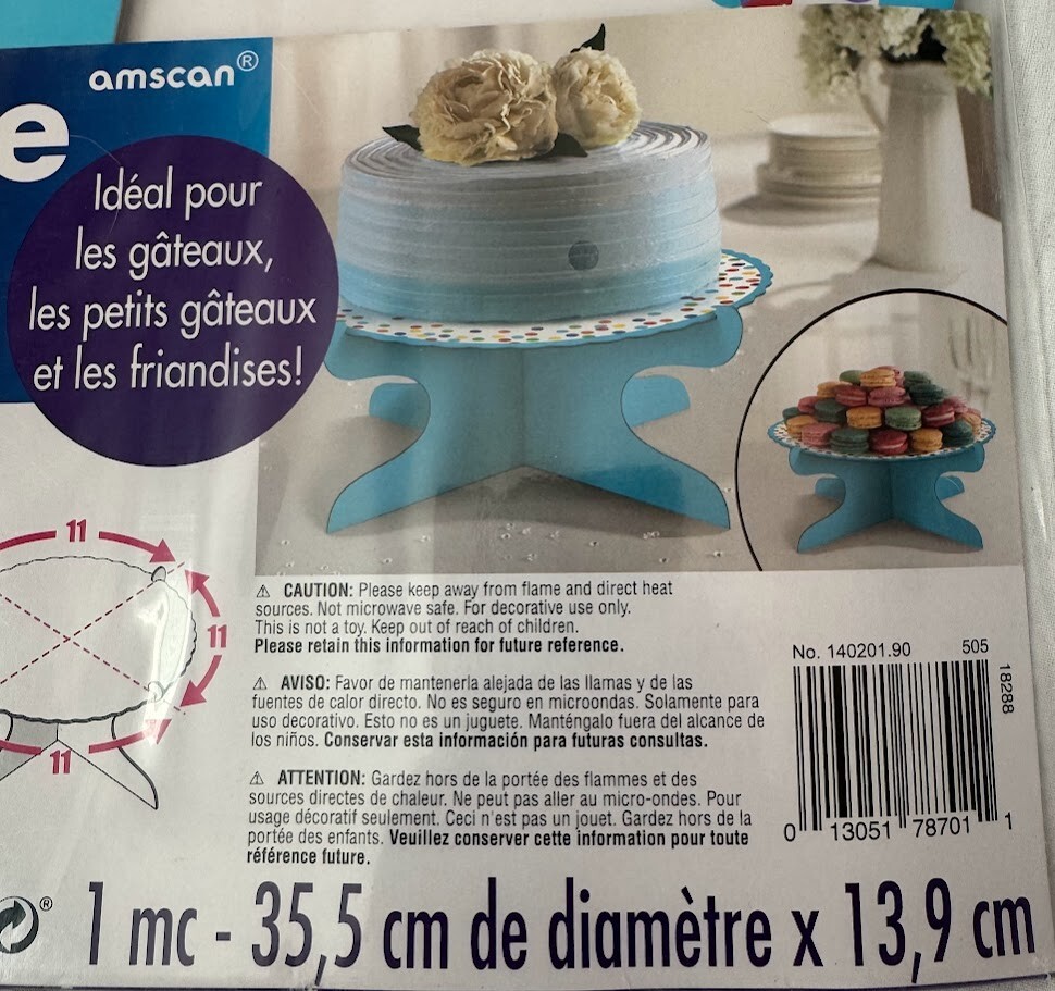 Amscan Cardboard Decorative Cake Stand (14" Diameter)