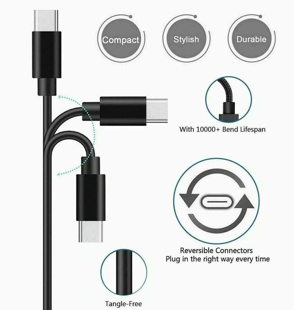 Replacement USB Type C Charge Cord Charging Cable for Xbox 1 Pack 6.6FT Black