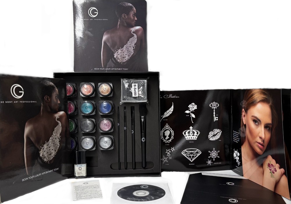 Professional Glitter Tattoo & Body Art Basic Kit | Stencils, Brushes, Business