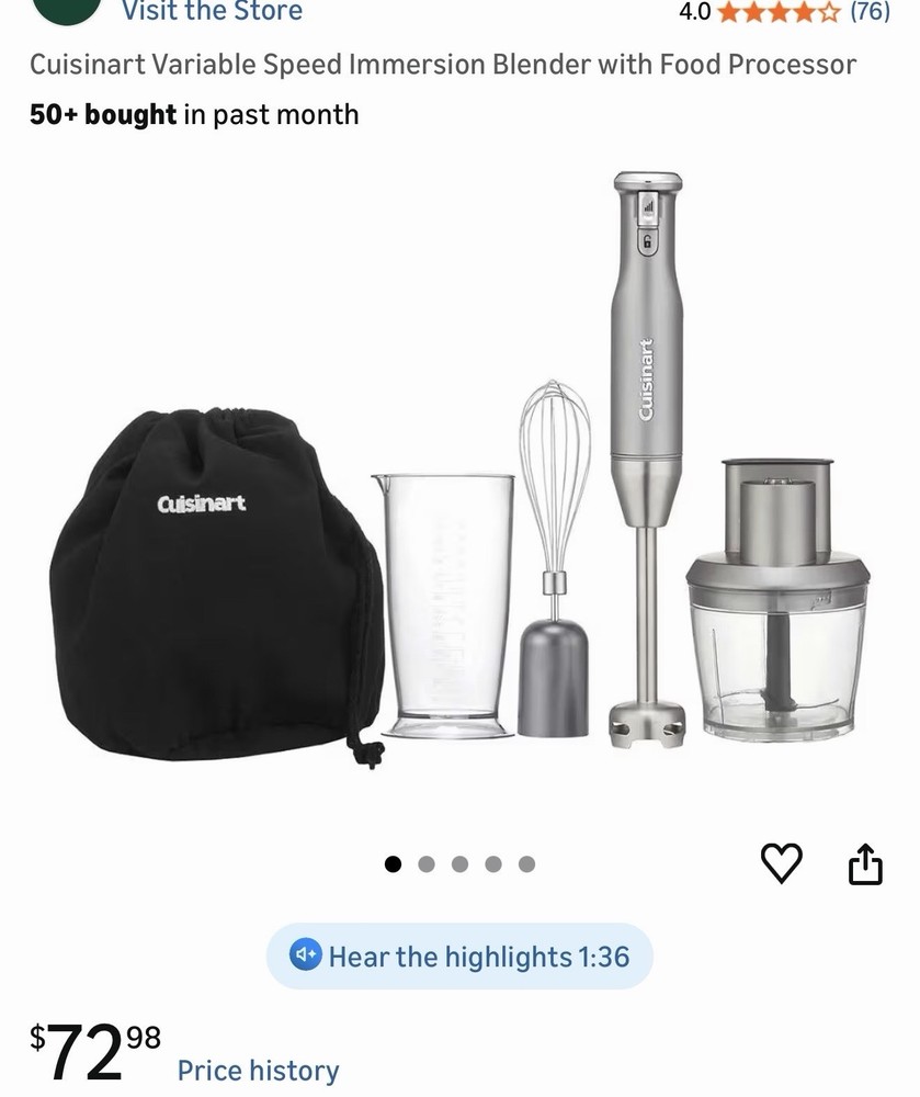 Cuisinart Variable Speed Immersion Blender with Food Processor
