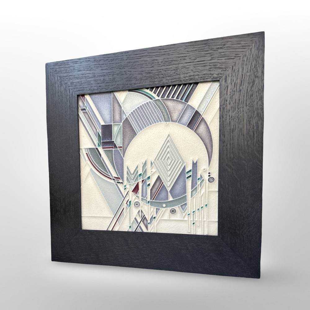 Motawi Tileworks Frank Lloyd Wright Frozen Spheres Framed 8x8 Tile Ebony Frame
