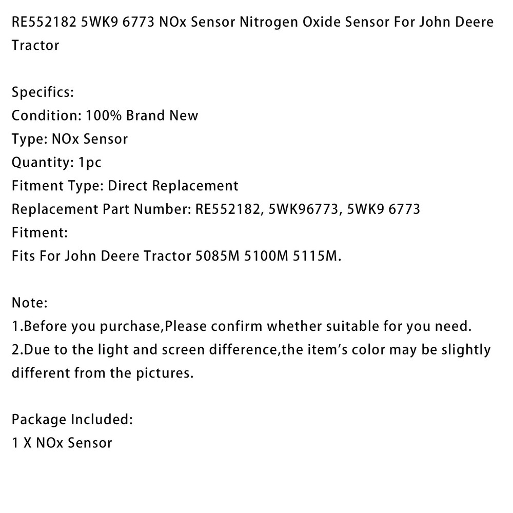 RE552182 5WK9 6773 NOx Sensor Nitrogen Oxide Sensor For John Deere Tractor