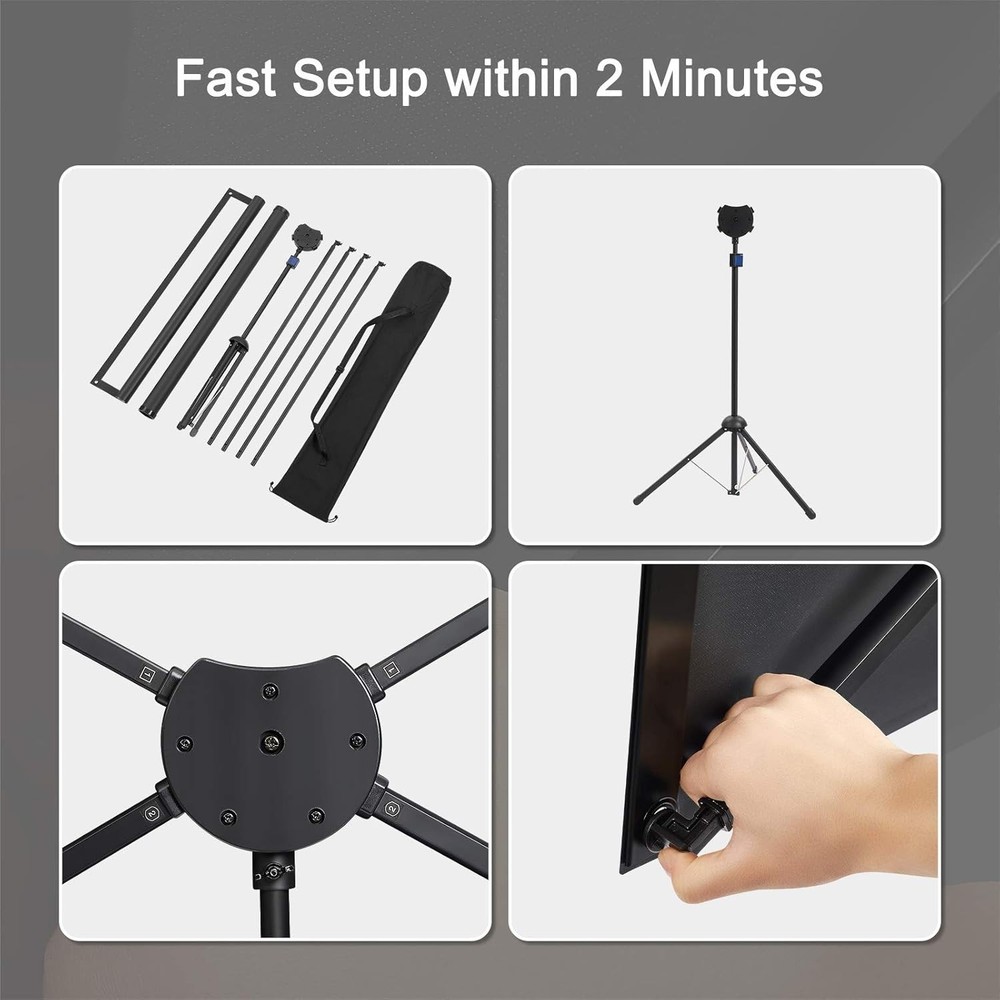Projector Screen with Stand, Portable Projector Screen and Stand, 60 Inch 16:...